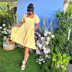 Joe Fresh x Jillian Harris Sunshine Back-Tie Babydoll Dress in Yellow